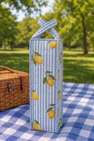 The Citrus Spritz Lemon Print Wine Tote