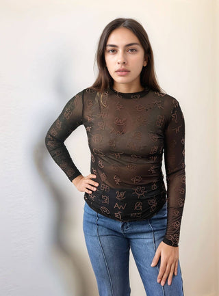 Branded 3D Print Mesh Top - Black