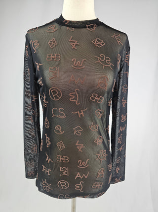 Branded 3D Print Mesh Top - Black