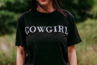 Cowgirl White Sequin Embroidered Tee
