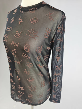 Branded 3D Print Mesh Top - Black