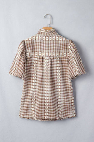 PRETTY BASH Western Pony Embroidered Gingham Blouse: Red / L