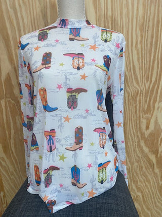 Neon Boots Semi Sheer Mesh Top