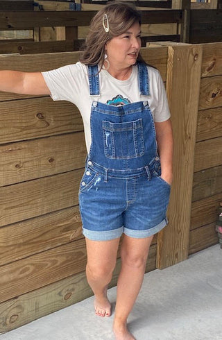 Destroyed and Double Cuffed Shorts Overalls - Sweetwater Boutique