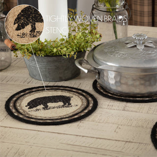 Charcoal Pig Jute Trivet 8"