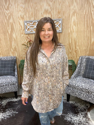 Boho Print Loose Fit Shirt - Sweetwater Boutique 