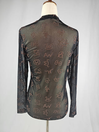 Branded 3D Print Mesh Top - Black